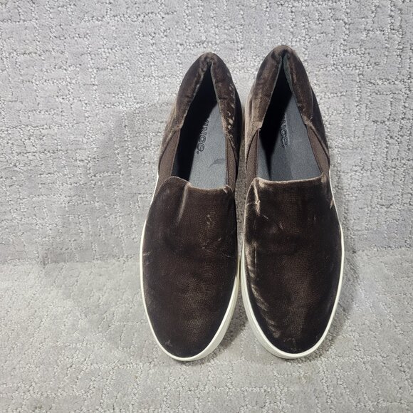Vince Warren Womens Size 7M Brown Low Top Velvet Slip On Platform Sneaker Shoes - Picture 3 of 11
